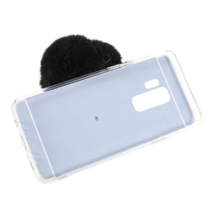 Soft Furry Ball Fingering Holder Mirror-like TPU Case for Samsung Galaxy S9+ SM-G965 - White-5