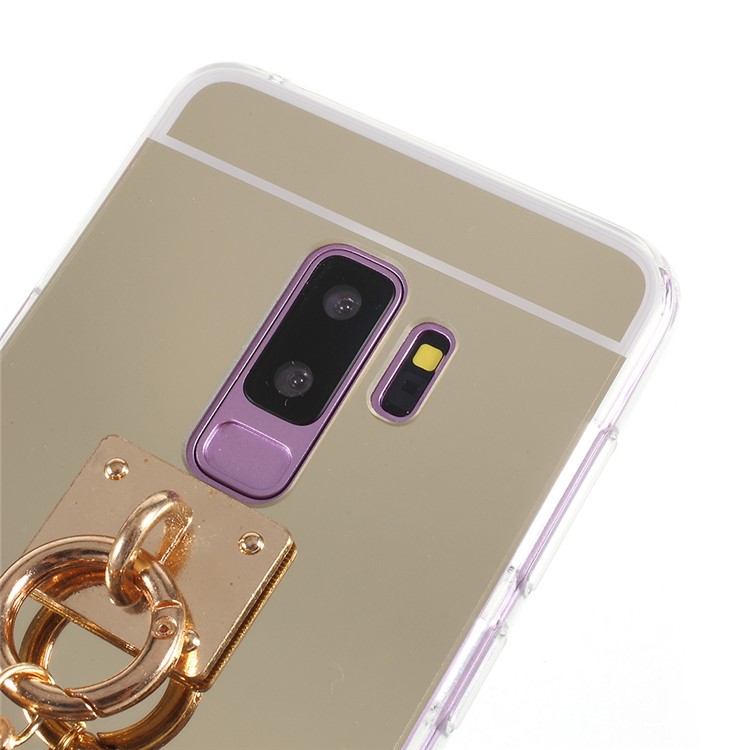 Soft Furry Ball Fingering Holder Mirror-like TPU Back Case for Samsung Galaxy S9+ SM-G965 - Grey-2