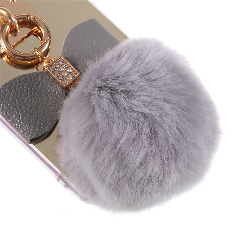 Soft Furry Ball Fingering Holder Mirror-like TPU Back Case for Samsung Galaxy S9+ SM-G965 - Grey-3