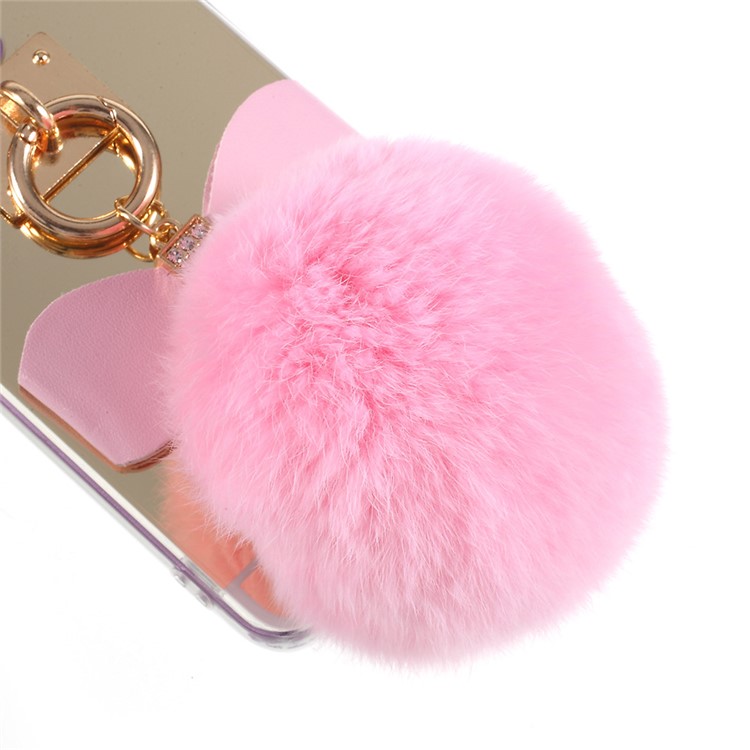 Soft Furry Ball Fingering Holder Mirror-like TPU Cell Phone Case for Samsung Galaxy S9+ SM-G965 - Pink-2