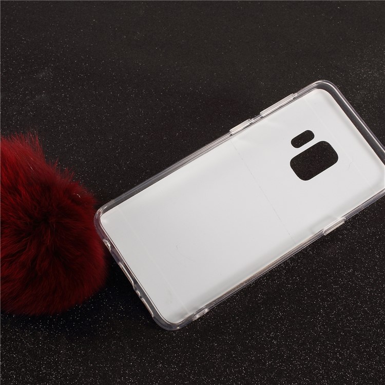 Electroplated Mirror Surface TPU Soft Case with Crystals Links and Fur Ball Decor for Samsung Galaxy S9 G960 - Red-7
