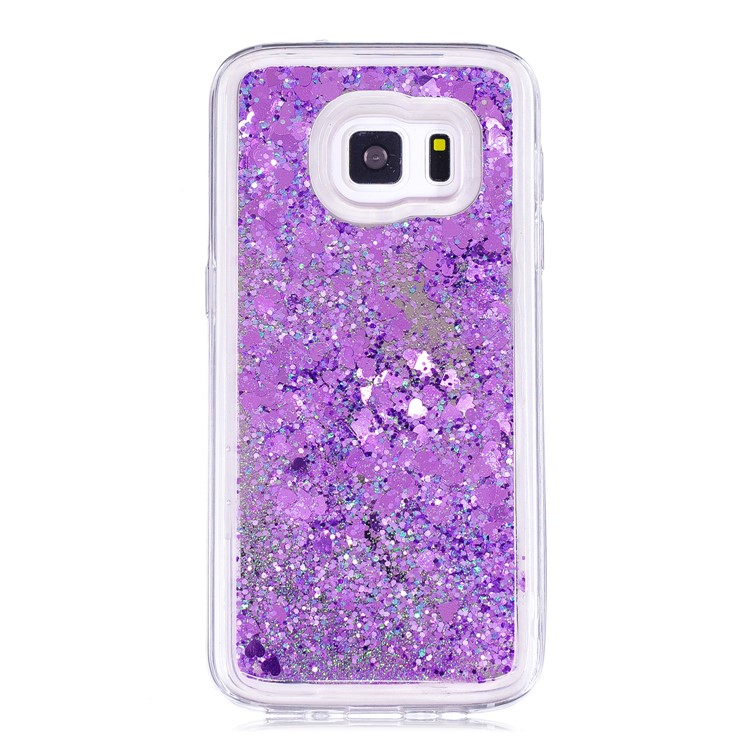 Floating Glitter Sequins Quicksand Mirror Surface TPU Case for Samsung Galaxy S7 G930 - Purple-2