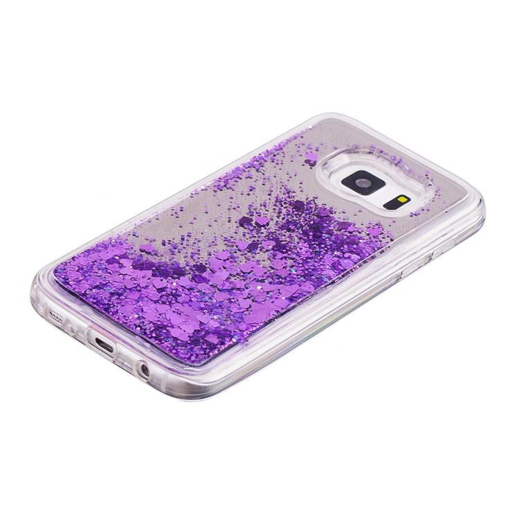 Floating Glitter Sequins Quicksand Mirror Surface TPU Case for Samsung Galaxy S7 G930 - Purple-3