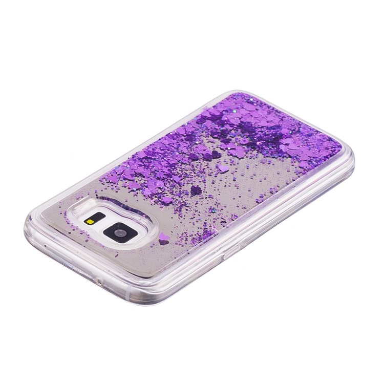 Floating Glitter Sequins Quicksand Mirror Surface TPU Case for Samsung Galaxy S7 G930 - Purple-4