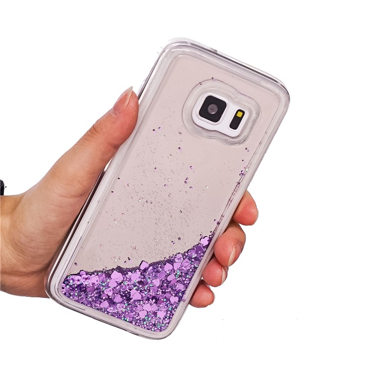 Floating Glitter Sequins Quicksand Mirror Surface TPU Case for Samsung Galaxy S7 G930 - Purple-5