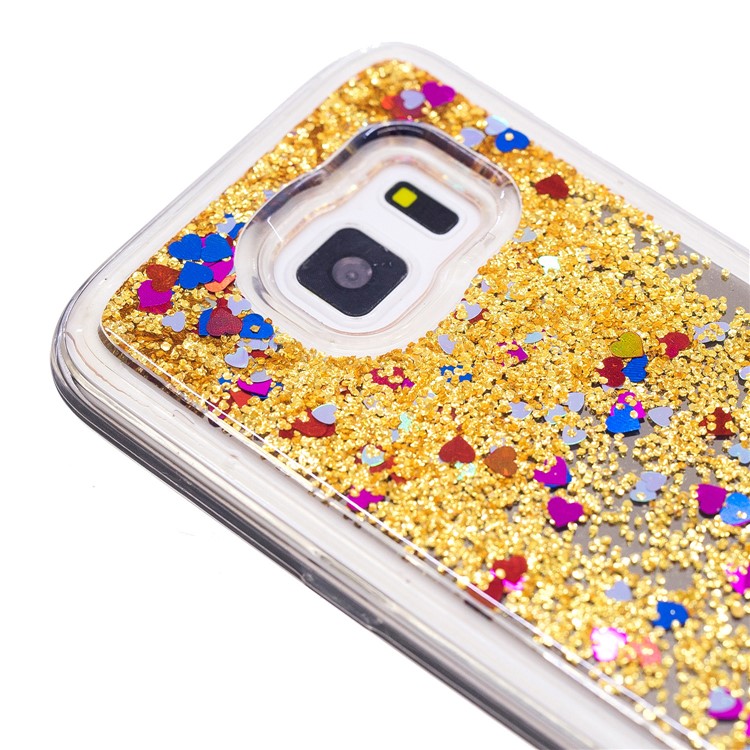 Floating Glitter Sequins Quicksand Mirror Surface TPU Cover for Samsung Galaxy S7 G930 - Gold-2