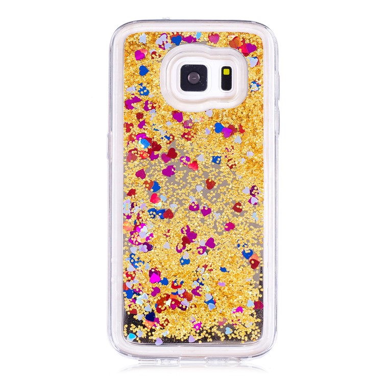 Floating Glitter Sequins Quicksand Mirror Surface TPU Cover for Samsung Galaxy S7 G930 - Gold-3