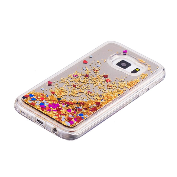 Floating Glitter Sequins Quicksand Mirror Surface TPU Cover for Samsung Galaxy S7 G930 - Gold-4