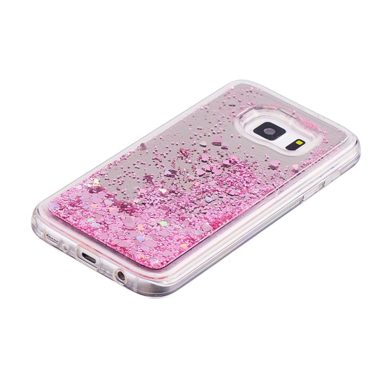 Floating Glitter Sequins Quicksand Mirror Surface TPU Mobile Case for Samsung Galaxy S7 G930 - Pink-3