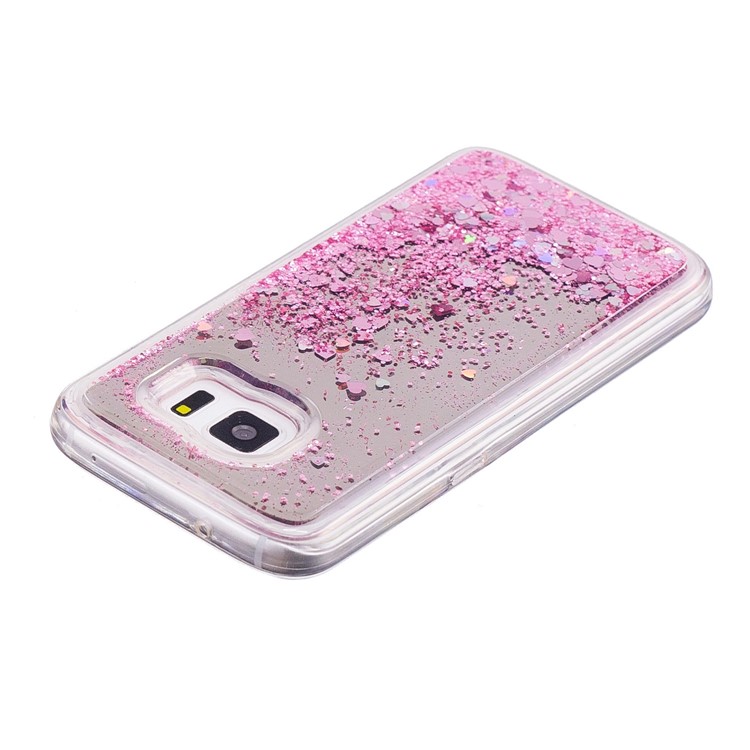 Floating Glitter Sequins Quicksand Mirror Surface TPU Mobile Case for Samsung Galaxy S7 G930 - Pink-4