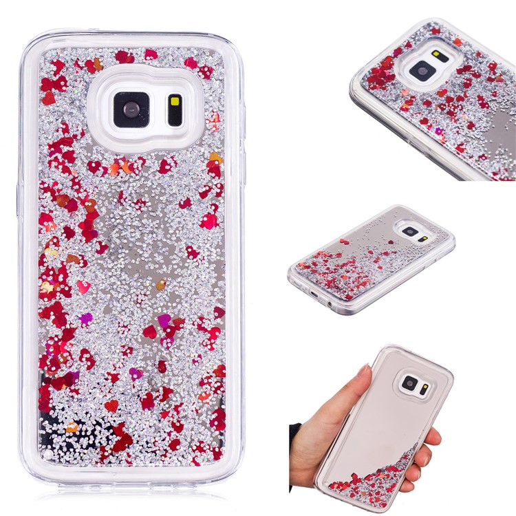 Floating Glitter Sequins Quicksand Mirror Surface TPU Mobile Cover for Samsung Galaxy S7 G930 - Silver-1