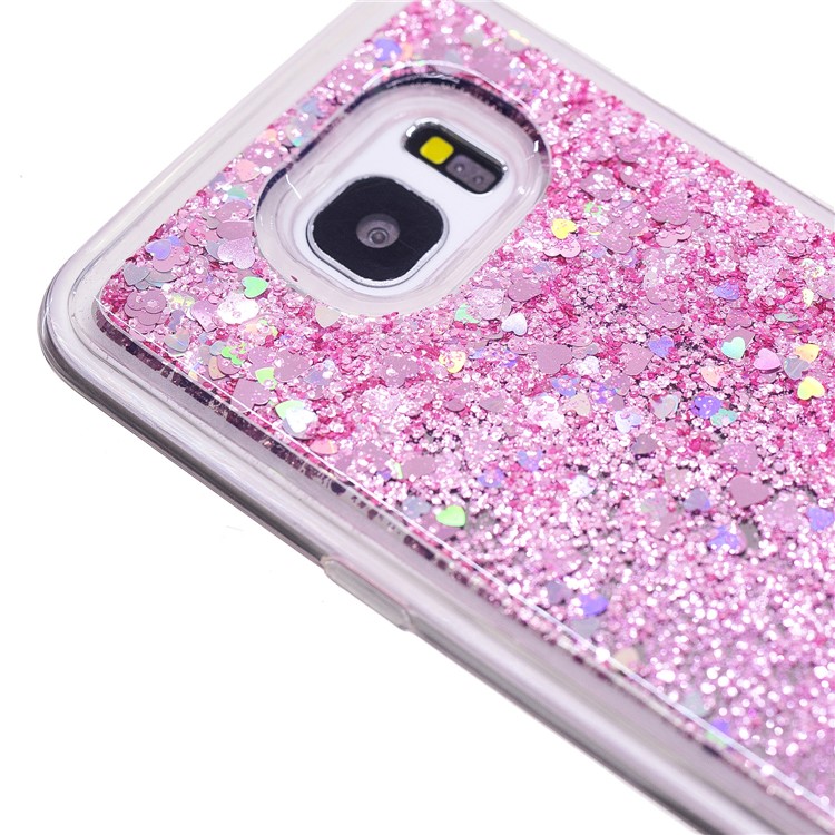 Floating Glitter Sequins Quicksand Mirror Surface TPU Case for Samsung Galaxy S7 edge SM-G935 - Pink-6