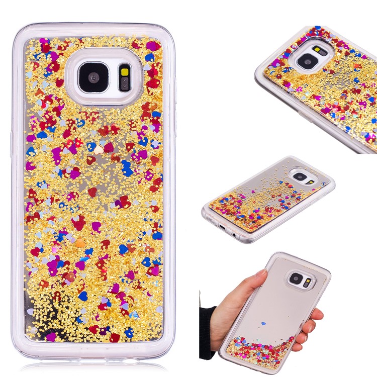 Dynamic Glitter Sequins Quicksand Mirror Surface TPU Back Cover for Samsung Galaxy S7 edge SM-G935 - Gold-1