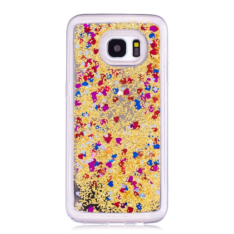 Dynamic Glitter Sequins Quicksand Mirror Surface TPU Back Cover for Samsung Galaxy S7 edge SM-G935 - Gold-2