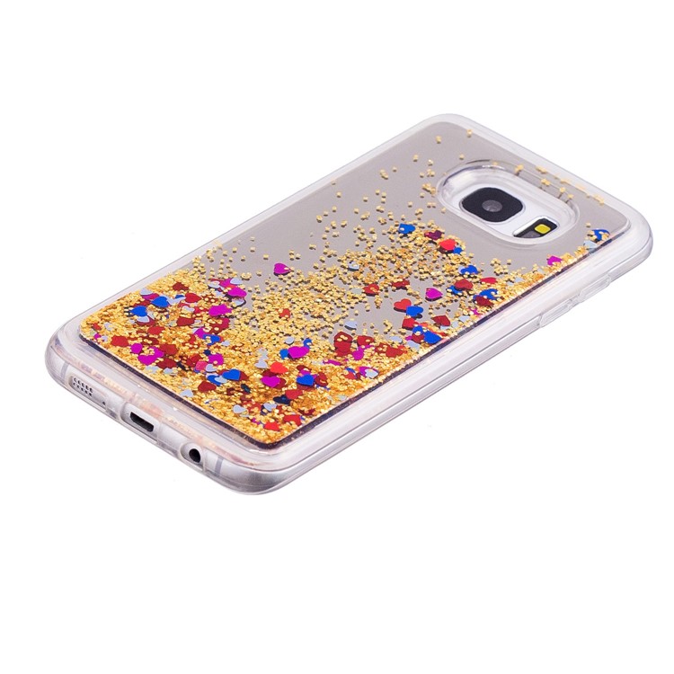 Dynamic Glitter Sequins Quicksand Mirror Surface TPU Back Cover for Samsung Galaxy S7 edge SM-G935 - Gold-3