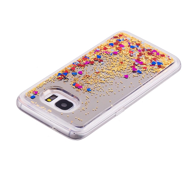 Dynamic Glitter Sequins Quicksand Mirror Surface TPU Back Cover for Samsung Galaxy S7 edge SM-G935 - Gold-4