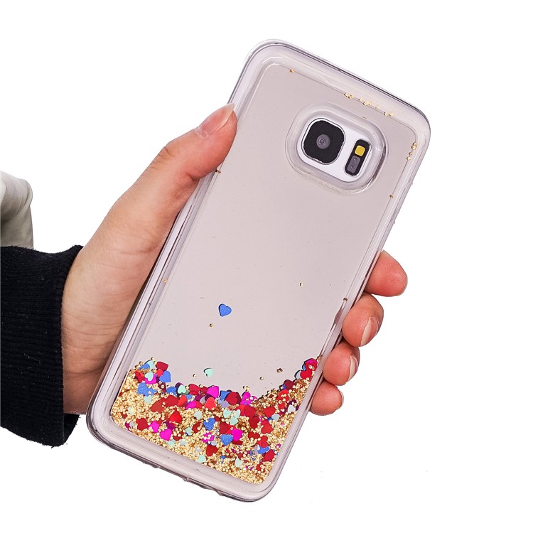 Dynamic Glitter Sequins Quicksand Mirror Surface TPU Back Cover for Samsung Galaxy S7 edge SM-G935 - Gold-5