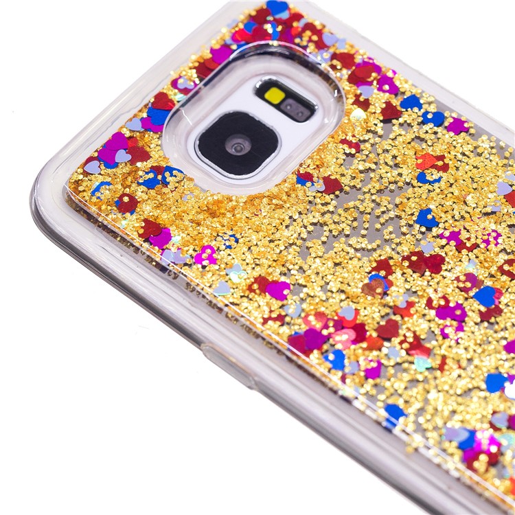 Dynamic Glitter Sequins Quicksand Mirror Surface TPU Back Cover for Samsung Galaxy S7 edge SM-G935 - Gold-6