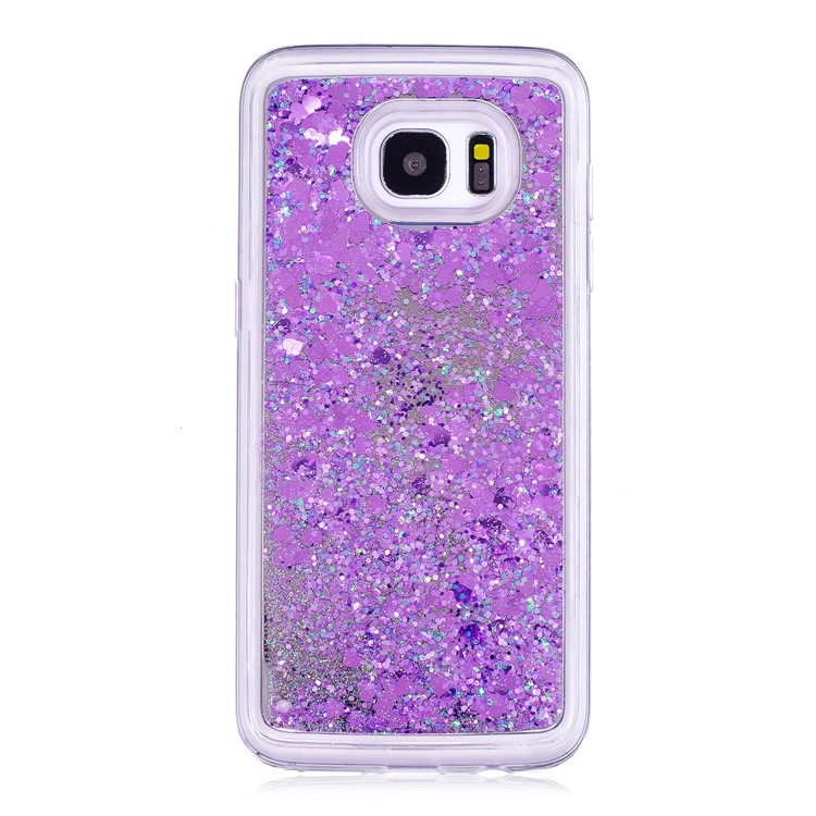 Floating Glitter Sequins Quicksand Mirror Surface TPU Mobile Shell for Samsung Galaxy S7 edge SM-G935 - Purple-2