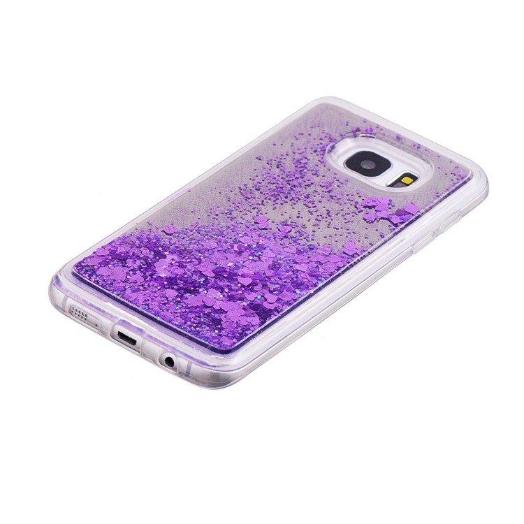 Floating Glitter Sequins Quicksand Mirror Surface TPU Mobile Shell for Samsung Galaxy S7 edge SM-G935 - Purple-3