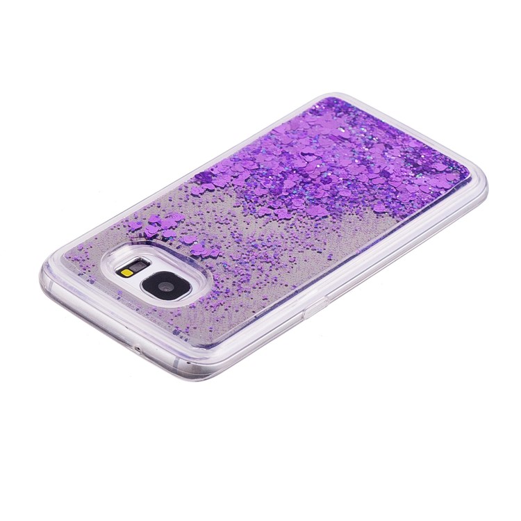 Floating Glitter Sequins Quicksand Mirror Surface TPU Mobile Shell for Samsung Galaxy S7 edge SM-G935 - Purple-4