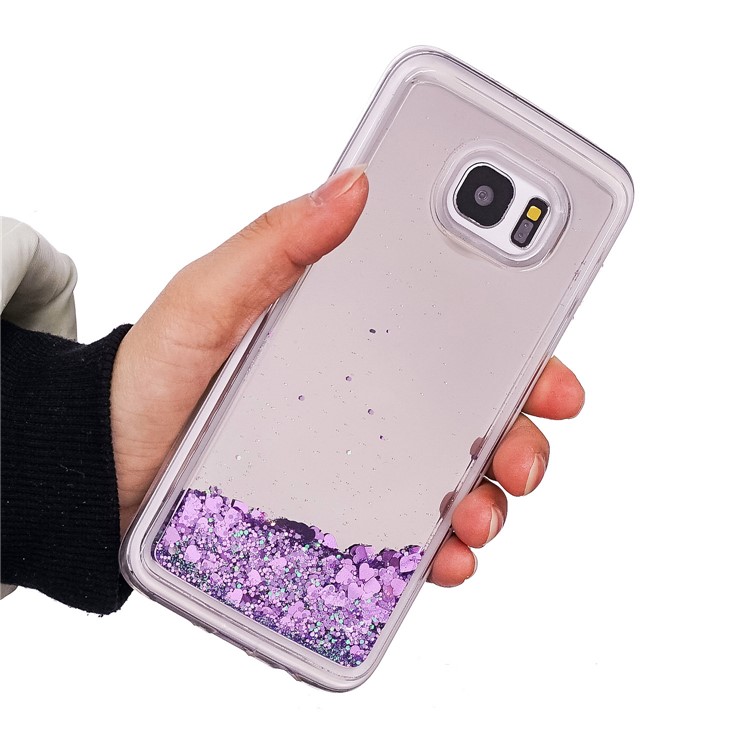 Floating Glitter Sequins Quicksand Mirror Surface TPU Mobile Shell for Samsung Galaxy S7 edge SM-G935 - Purple-5