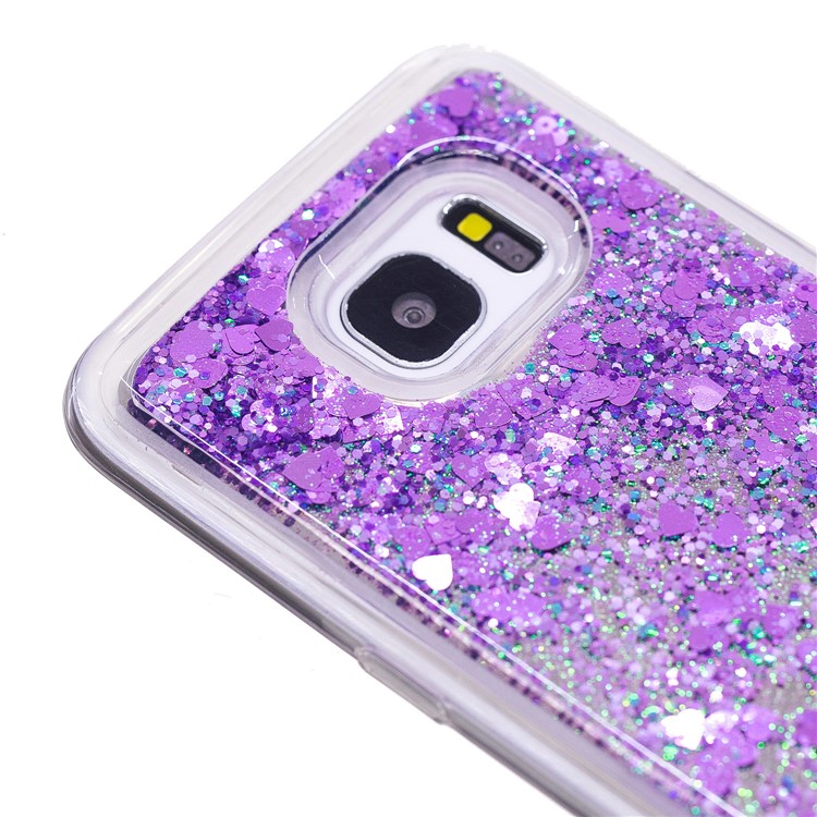 Floating Glitter Sequins Quicksand Mirror Surface TPU Mobile Shell for Samsung Galaxy S7 edge SM-G935 - Purple-6
