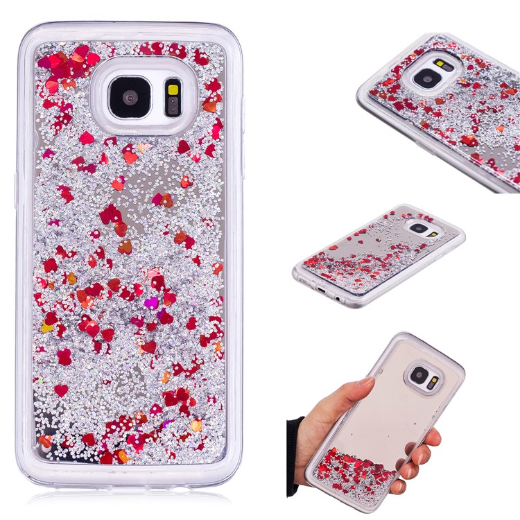 Dynamic Glitter Sequins Quicksand Mirror Surface TPU Phone Casing for Samsung Galaxy S7 edge SM-G935 - Silver-1