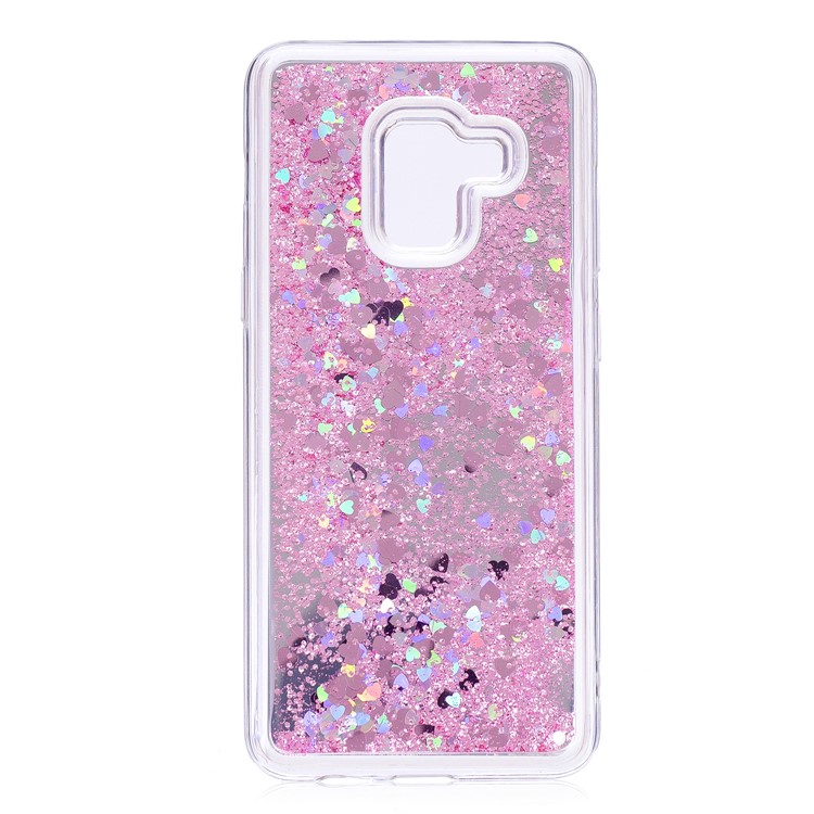Floating Glitter Sequins Quicksand Mirror Surface TPU Back Casing for Samsung Galaxy A8 (2018) - Pink-2