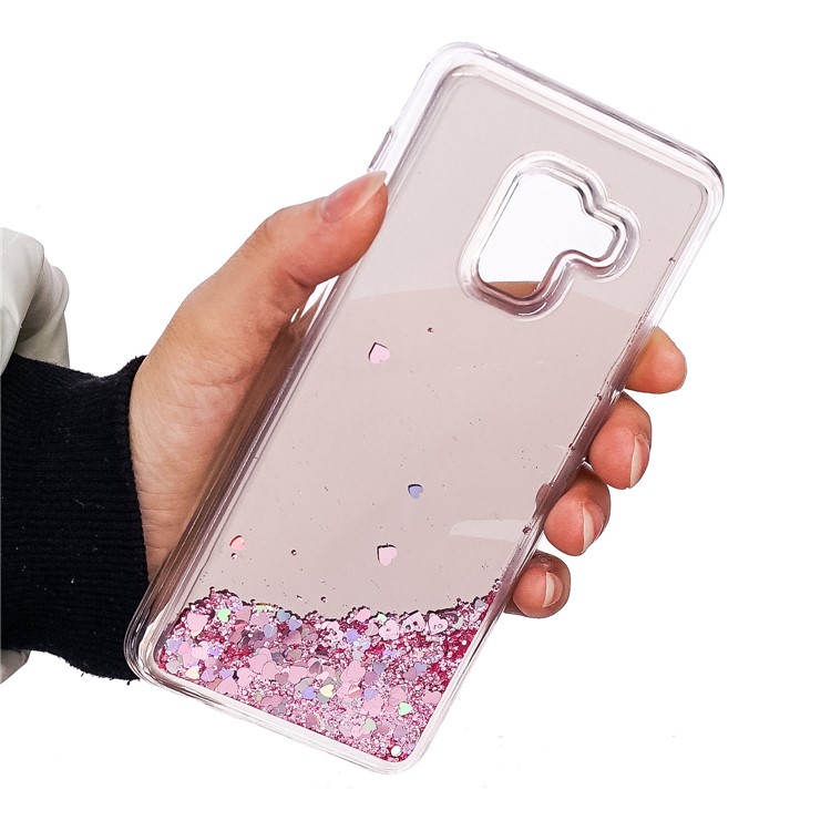 Floating Glitter Sequins Quicksand Mirror Surface TPU Back Casing for Samsung Galaxy A8 (2018) - Pink-5