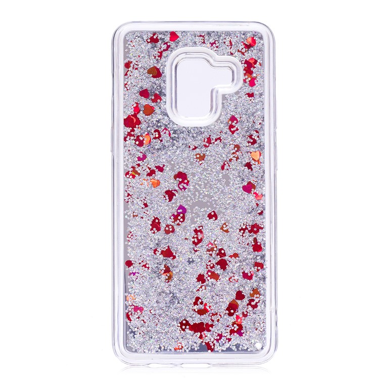 Floating Glitter Sequins Quicksand Mirror Surface TPU Mobile Cover for Samsung Galaxy A8 (2018) - Silver-2