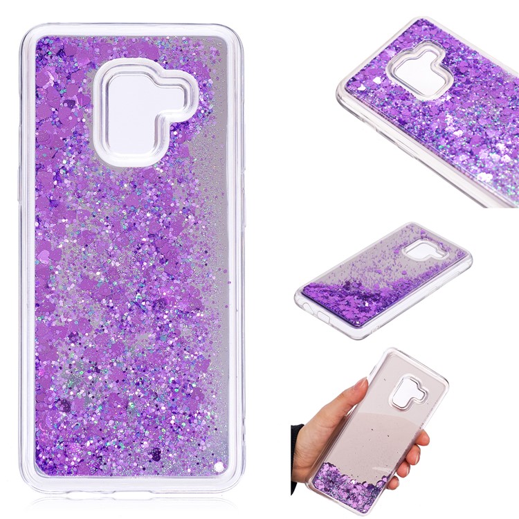 Floating Glitter Sequins Quicksand Mirror Surface TPU Phone Shell for Samsung Galaxy A8 (2018) - Purple-1
