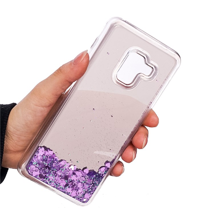 Floating Glitter Sequins Quicksand Mirror Surface TPU Phone Shell for Samsung Galaxy A8 (2018) - Purple-5