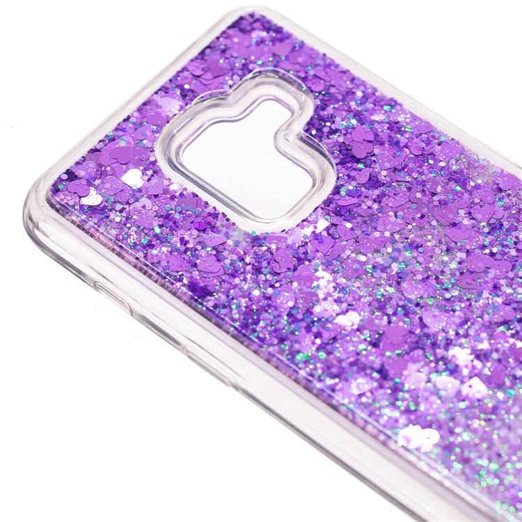 Floating Glitter Sequins Quicksand Mirror Surface TPU Phone Shell for Samsung Galaxy A8 (2018) - Purple-6