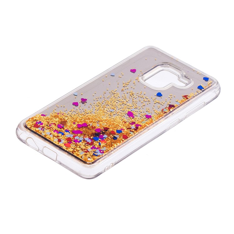 Floating Glitter Sequins Quicksand Mirror Surface TPU Protective Case Cover for Samsung Galaxy A8 (2018) - Gold-4