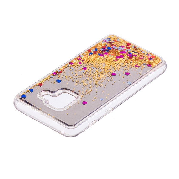 Floating Glitter Sequins Quicksand Mirror Surface TPU Protective Case Cover for Samsung Galaxy A8 (2018) - Gold-5