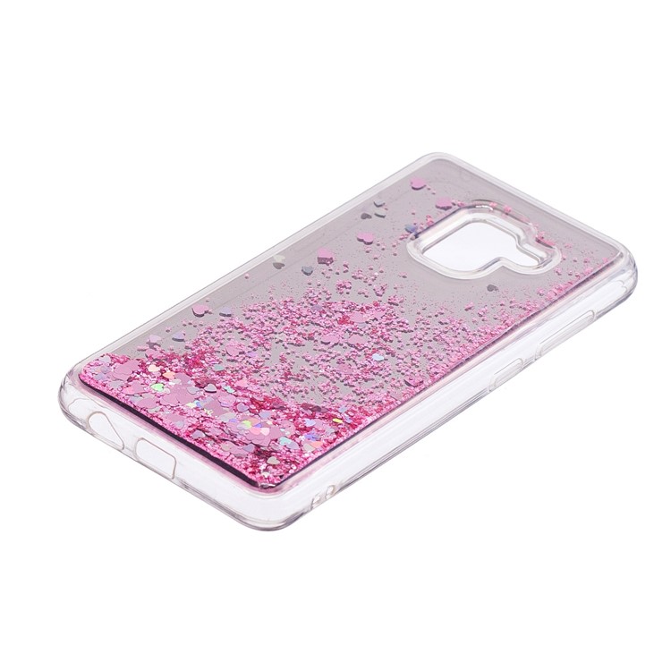 Floating Glitter Sequins Quicksand Mirror Surface TPU Case for Samsung Galaxy A8 Plus (2018) - Pink-3