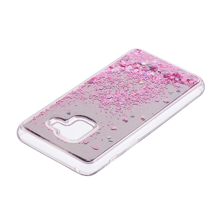 Floating Glitter Sequins Quicksand Mirror Surface TPU Case for Samsung Galaxy A8 Plus (2018) - Pink-4