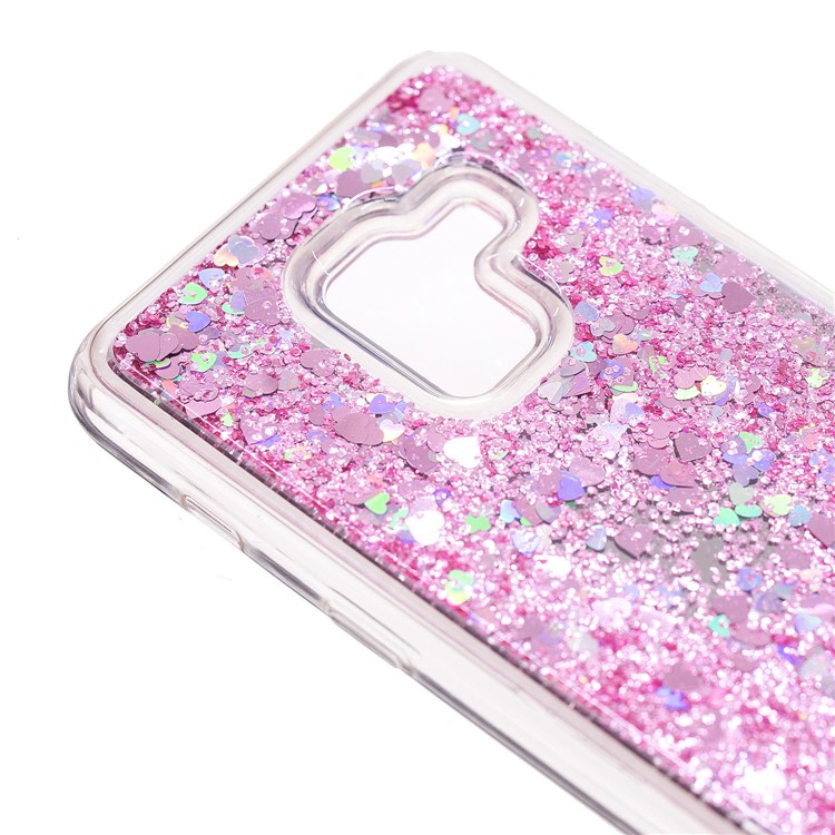 Floating Glitter Sequins Quicksand Mirror Surface TPU Case for Samsung Galaxy A8 Plus (2018) - Pink-6