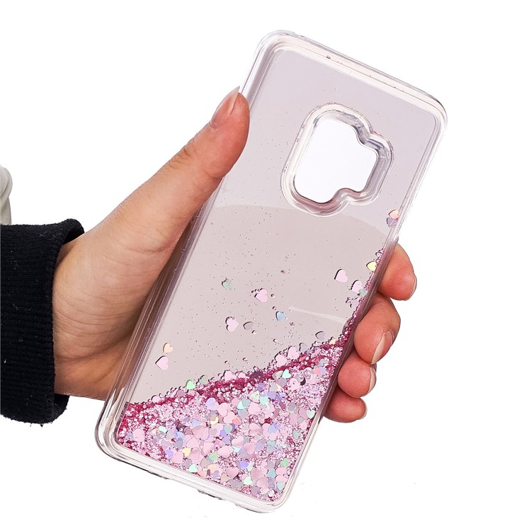 Dynamic Glitter Sequins Quicksand Mirror Surface TPU Phone Case for Samsung Galaxy S9 SM-G960 - Pink-5