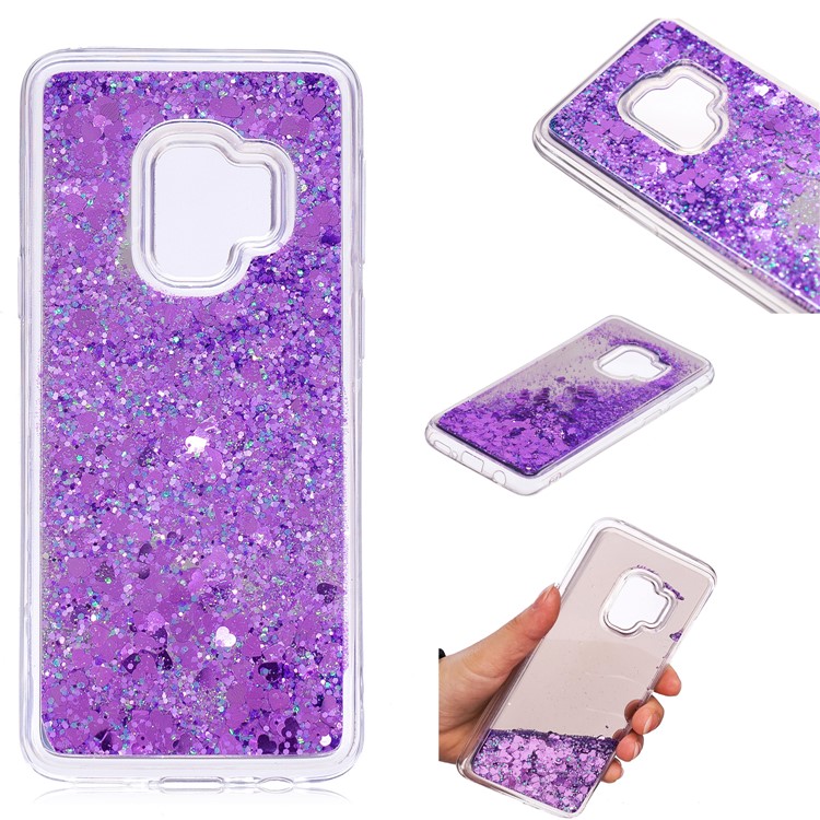 Dynamic Glitter Sequins Quicksand Mirror Surface TPU Phone Cover for Samsung Galaxy S9 SM-G960 - Purple-1