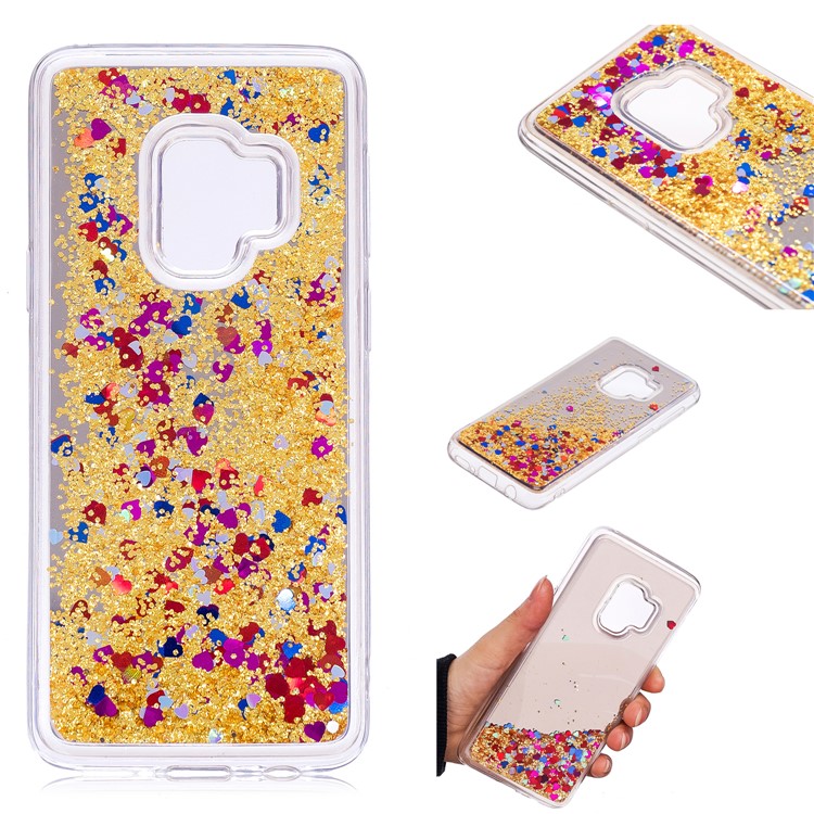 Dynamic Glitter Sequins Quicksand Mirror Surface TPU Mobile Cover Shell for Samsung Galaxy S9 SM-G960 - Gold-1