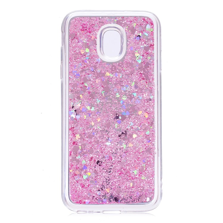 Floating Glitter Sequins Quicksand Mirror Surface TPU Case for Samsung Galaxy J3 (2017) EU Version / J3 Pro (2017) - Pink-2