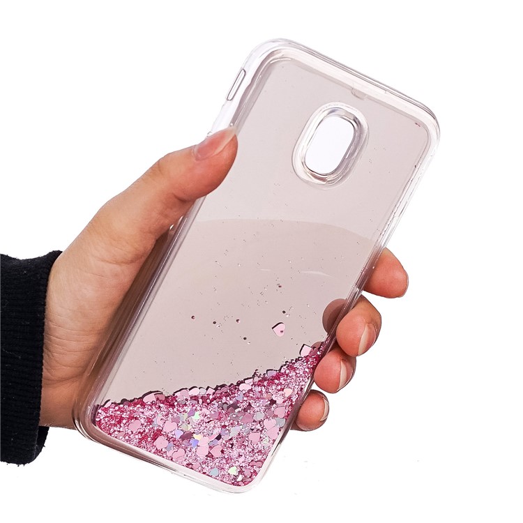 Floating Glitter Sequins Quicksand Mirror Surface TPU Case for Samsung Galaxy J3 (2017) EU Version / J3 Pro (2017) - Pink-5
