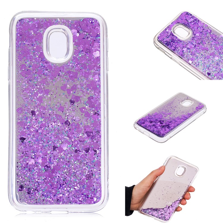 Floating Glitter Sequins Quicksand Mirror Surface TPU Shell for Samsung Galaxy J3 (2017) EU Version / J3 Pro (2017) - Purple-1