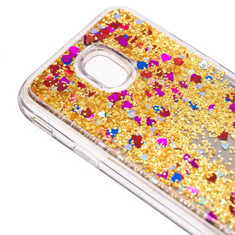 Floating Glitter Sequins Quicksand Mirror Surface TPU Back Case for Samsung Galaxy J3 (2017) EU Version / J3 Pro (2017) - Gold-2