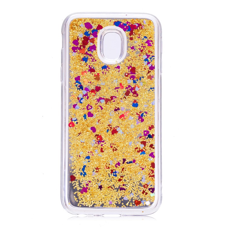 Floating Glitter Sequins Quicksand Mirror Surface TPU Back Case for Samsung Galaxy J3 (2017) EU Version / J3 Pro (2017) - Gold-3