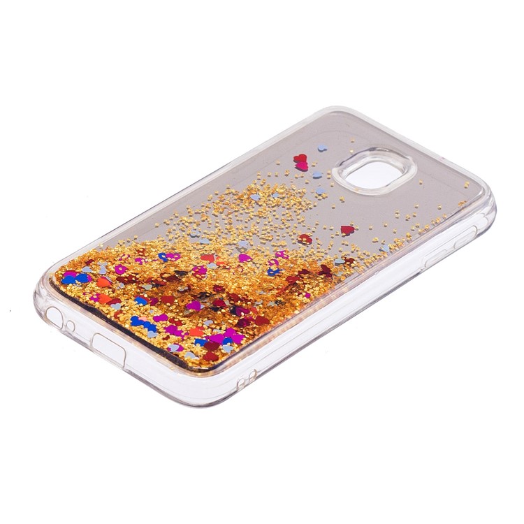 Floating Glitter Sequins Quicksand Mirror Surface TPU Back Case for Samsung Galaxy J3 (2017) EU Version / J3 Pro (2017) - Gold-4