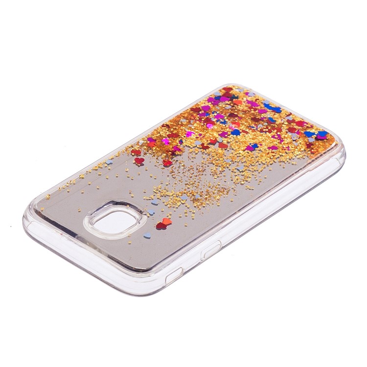 Floating Glitter Sequins Quicksand Mirror Surface TPU Back Case for Samsung Galaxy J3 (2017) EU Version / J3 Pro (2017) - Gold-5
