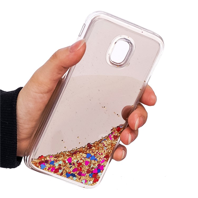 Floating Glitter Sequins Quicksand Mirror Surface TPU Back Case for Samsung Galaxy J3 (2017) EU Version / J3 Pro (2017) - Gold-6